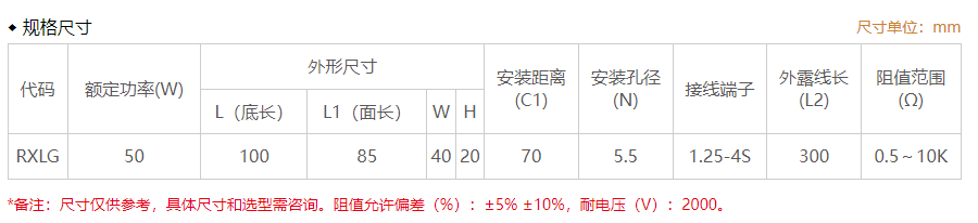 50W紧凑型梯形铝壳电阻 小型设备制动刹车 经济实用 ﻿