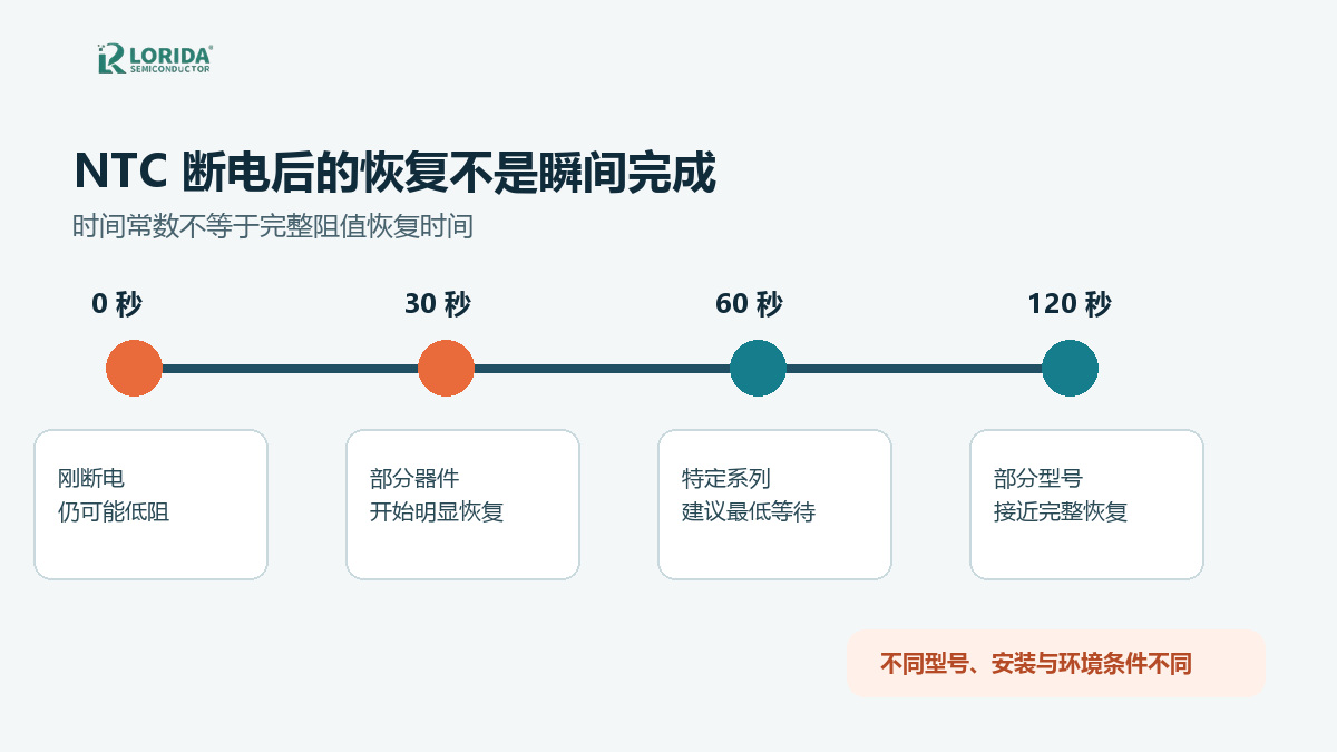 NTC断电后0至120秒恢复时间示意