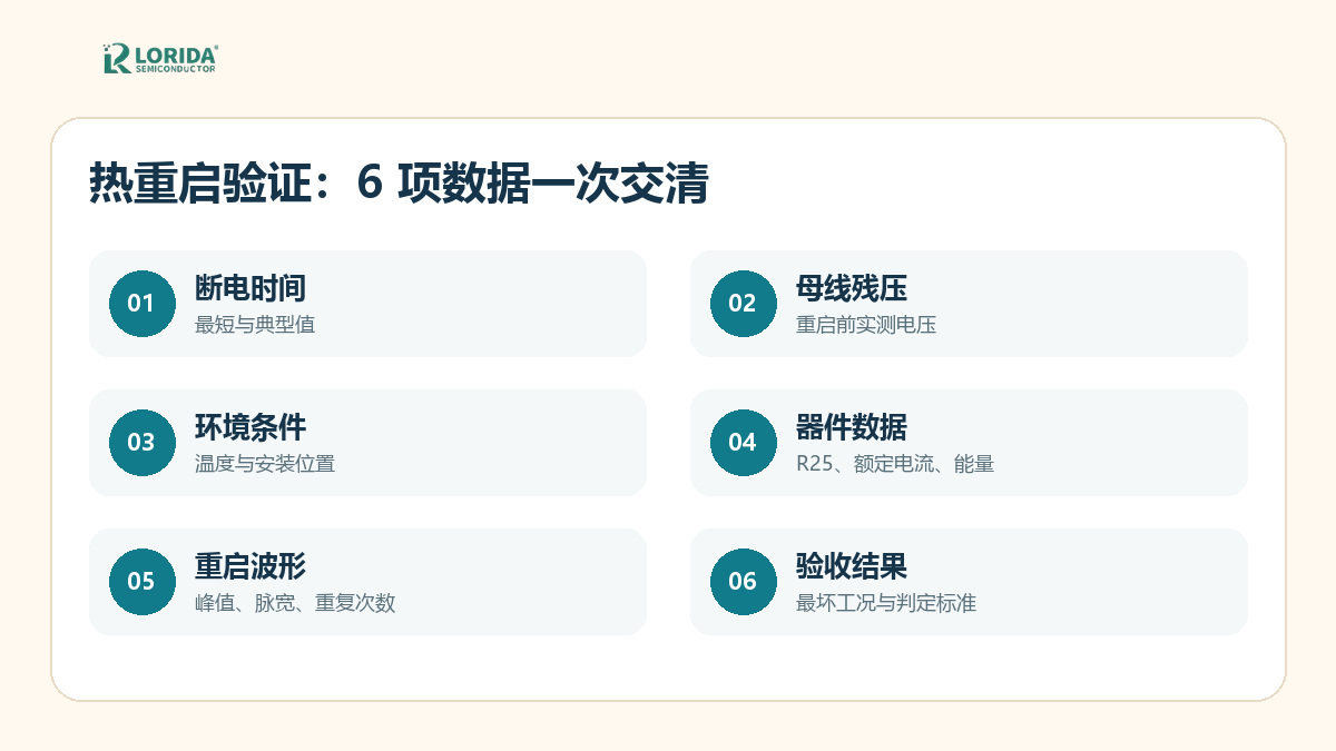 NTC热重启验证六项数据清单