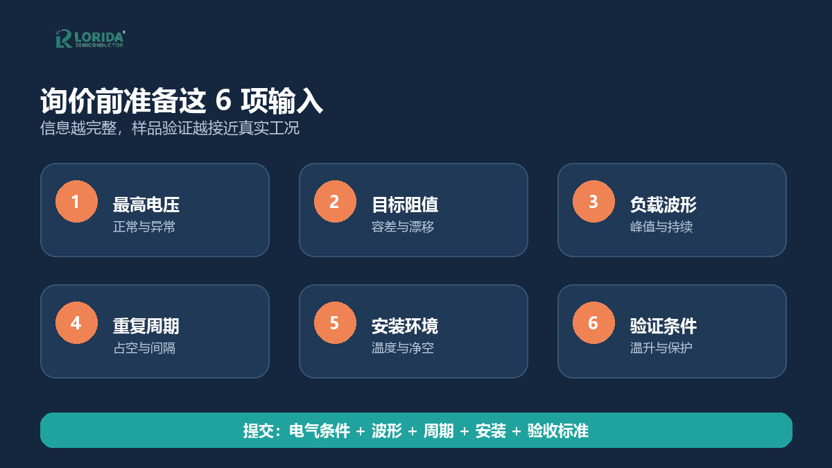 水泥电阻询价与样品验证六项输入