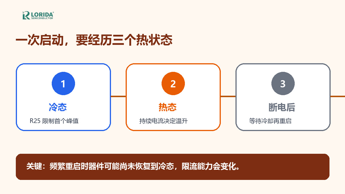NTC热敏电阻冷态热态与断电冷却三个阶段