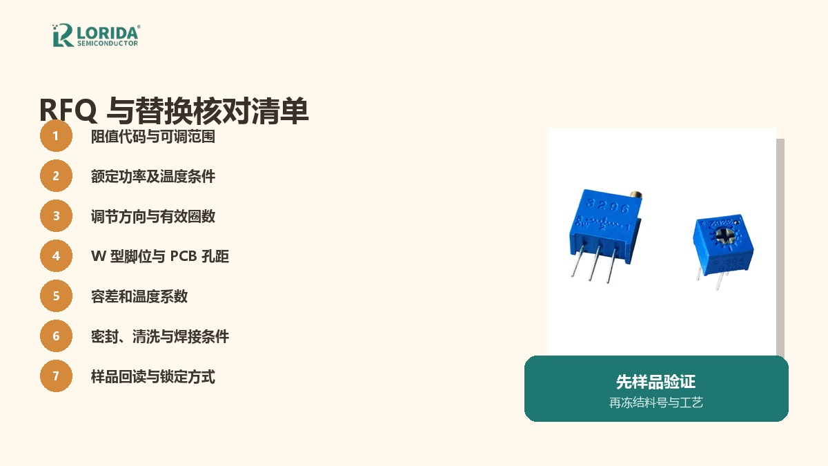 3296W替换与RFQ七项核对清单